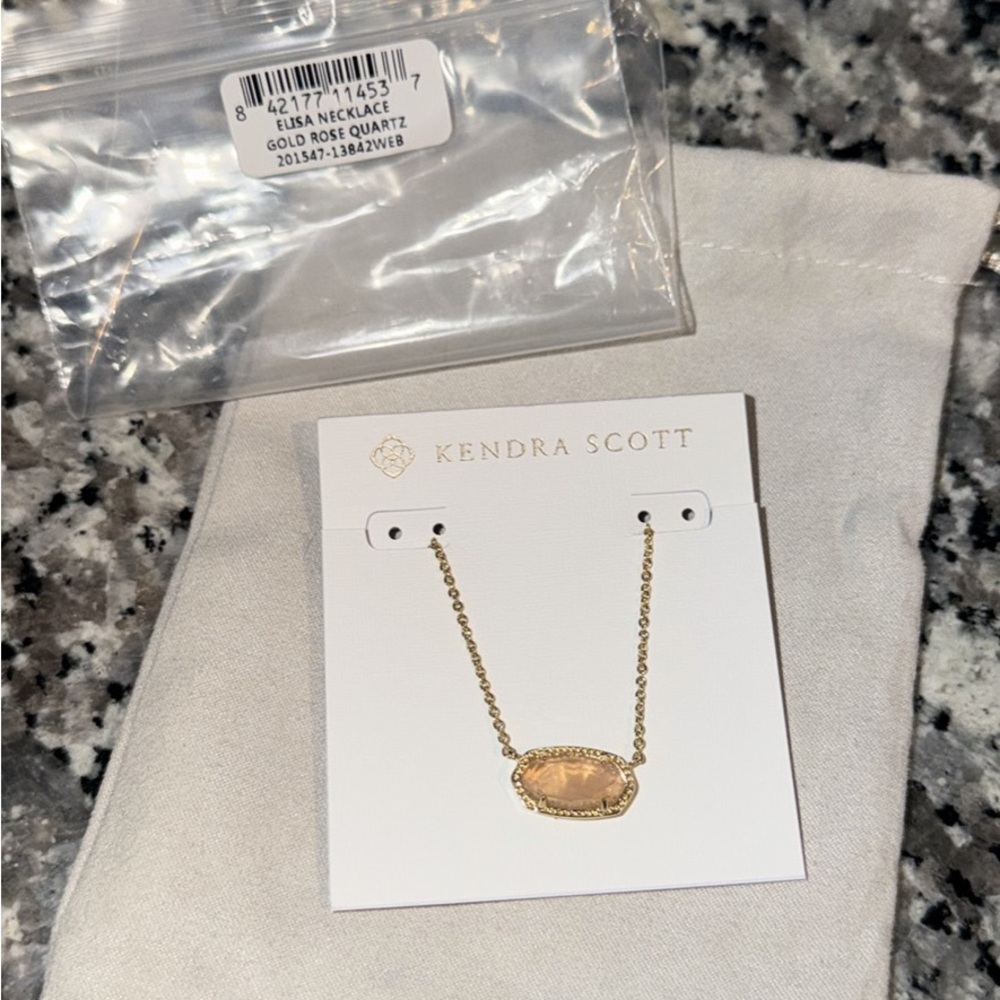 Kendra Scott Gold Necklace with Rose Quartz